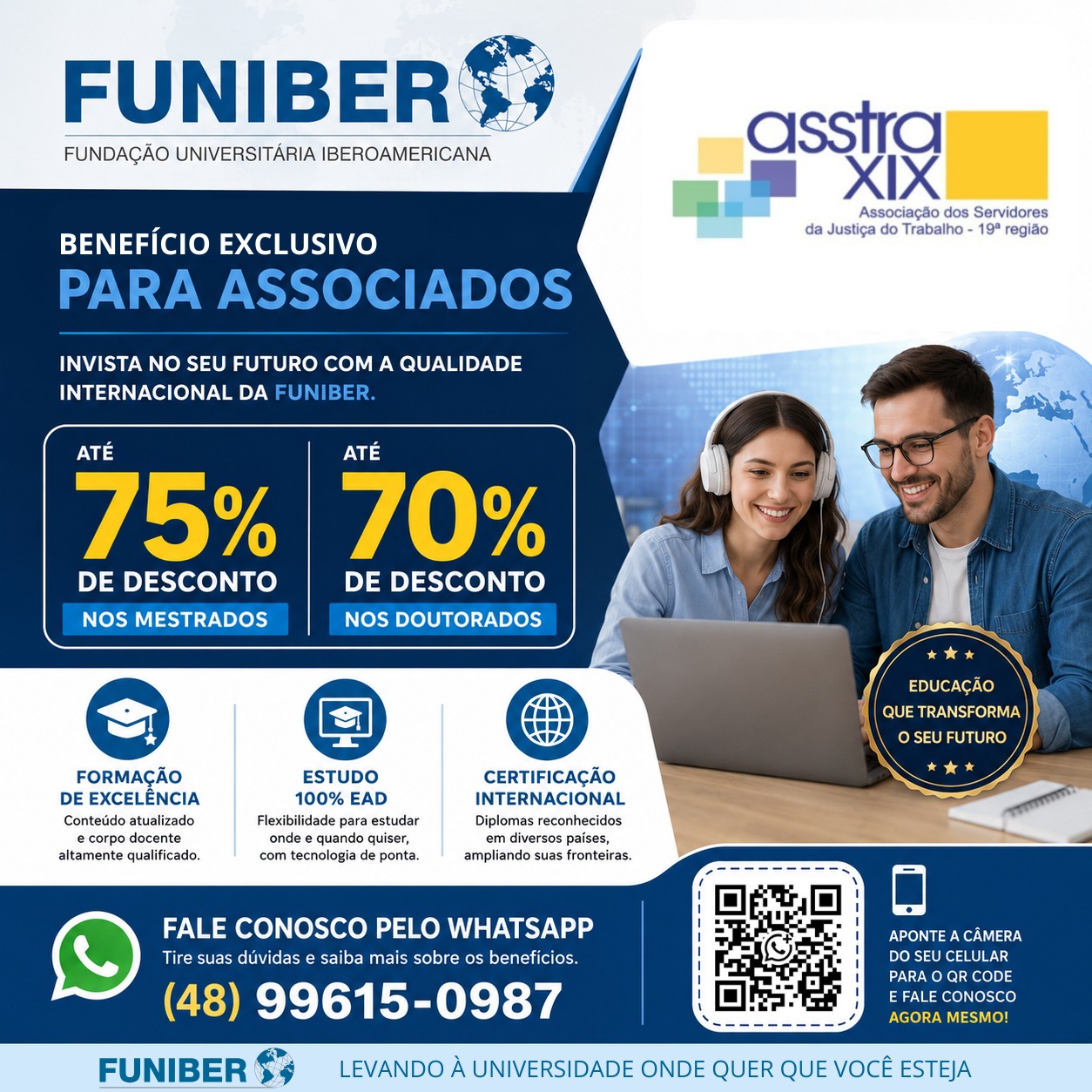 ASSTRA XIX firma novo convênio com a FUNIBER e garante bolsas de até 75%